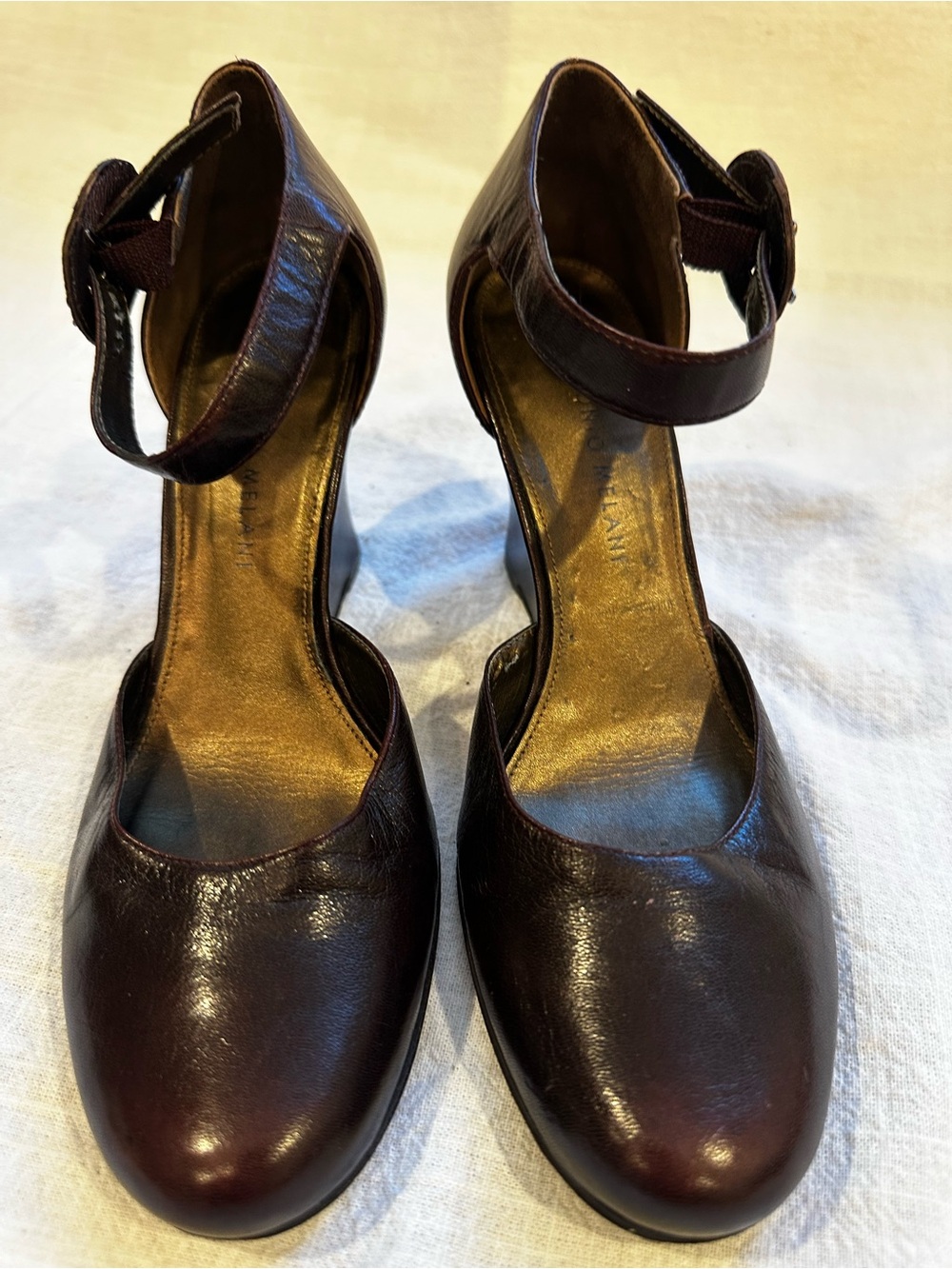 ANTONIO MELANI Women's Ankle-Strap Pumps in Dark Brown Leather